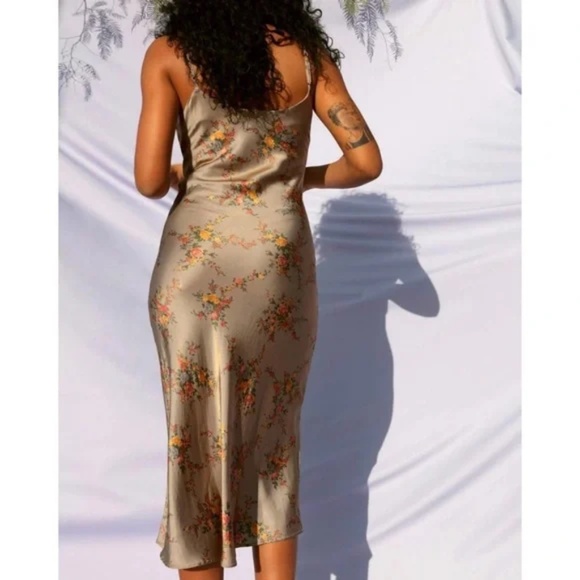 Rouje Paris Diane Dress in Satin Tapisserie Kaki Size EU 34 - Picture 5 of 16